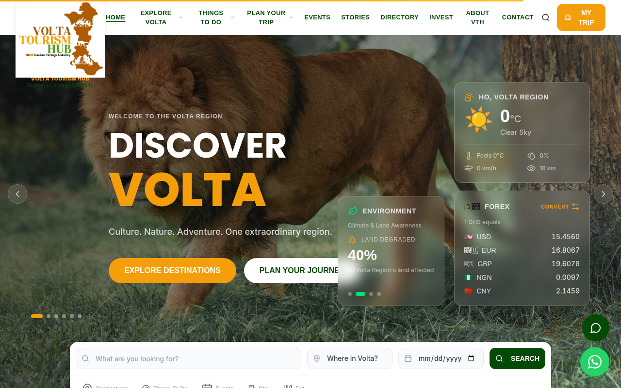Screenshot of Volta Tourism Hub
